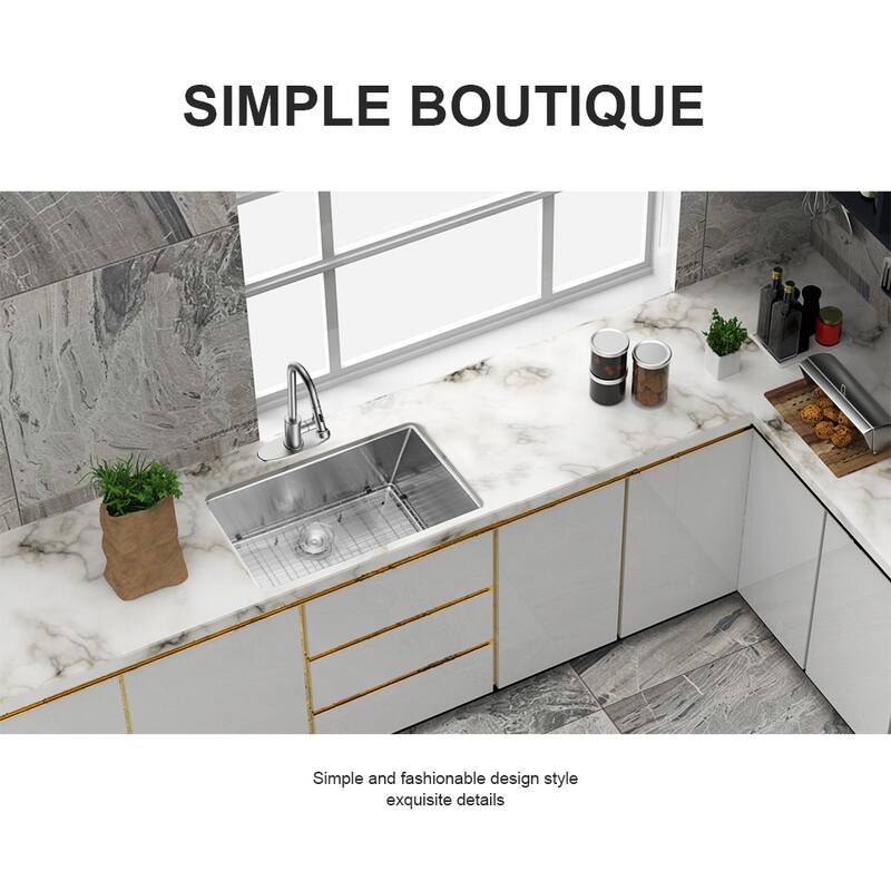 Undermount 16 Gauge Single Bowl Stainless Steel Kitchen Sink in Brushed Nickel