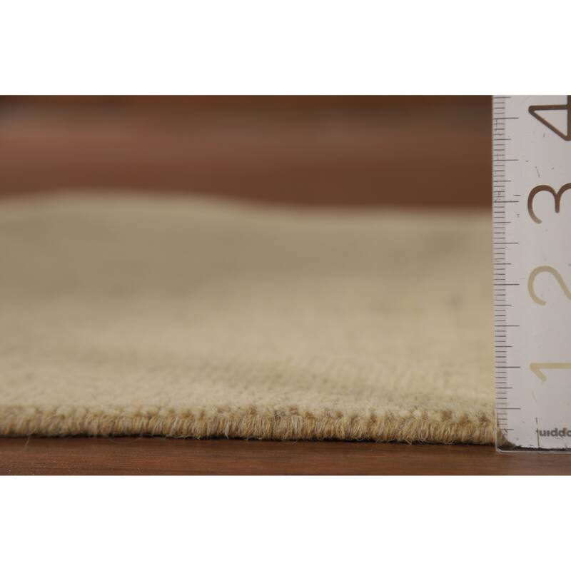 Modern Muted Yellow Gabbeh Runner Rug Hand-Knotted Wool Carpet - 2'8" x 9'8"