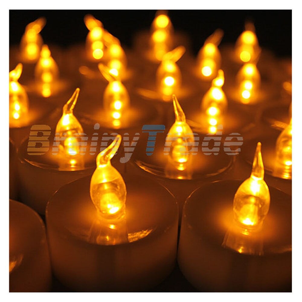 LED Tealight Candles Battery Operated Flameless Flickering 100 PCS Amber  Yellow - Bed Bath & Beyond - 18800518