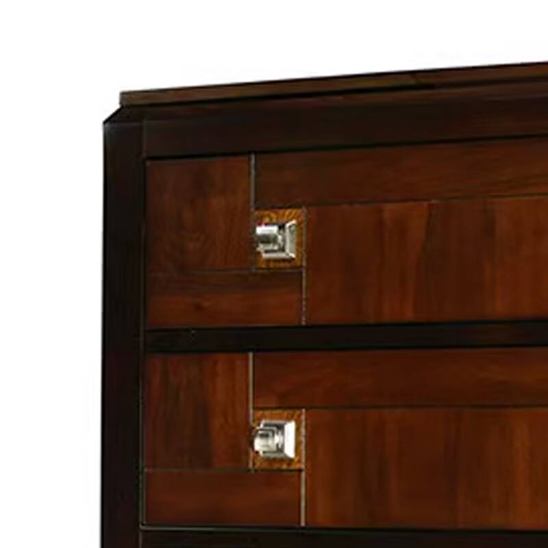 Wooden Chest With Square Chrome Knobs, Brown