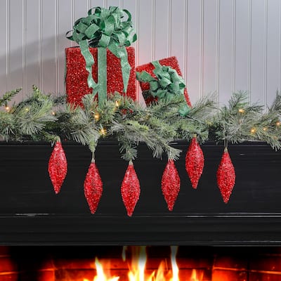 7" Metallic Snowflake Finial Ornament Set of 6