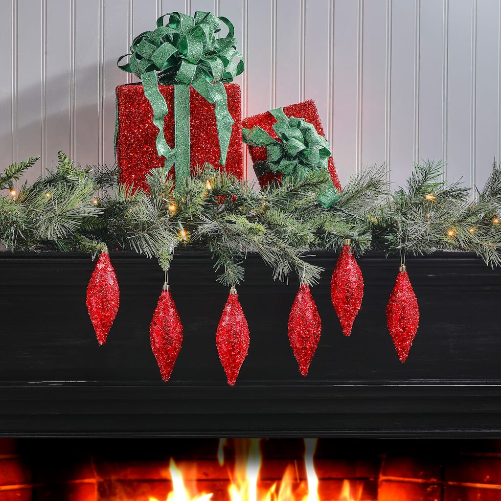 7" Metallic Snowflake Finial Ornament Set of 6