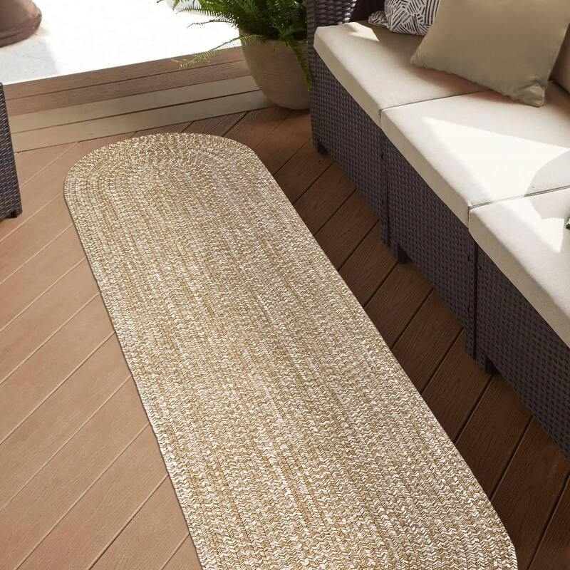 Superior Modern Rustic Bohemian Reversible Multi-Tone Braided Indoor Outdoor Area Rug
