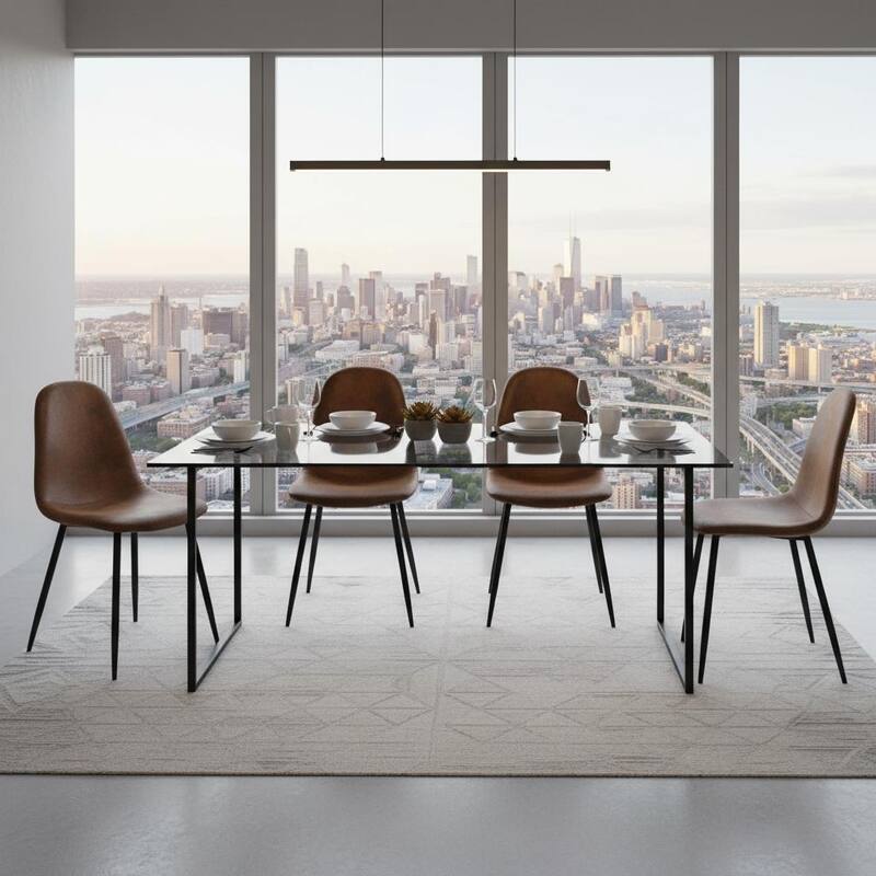 Homylin Charlton Brown Faux Suede Dining Chairs (Set of 4)