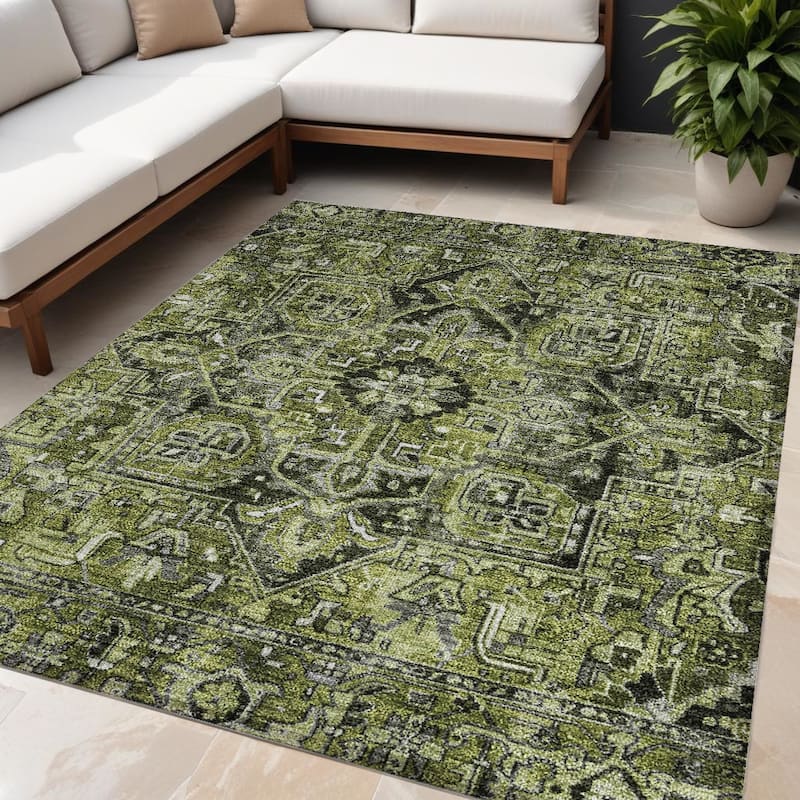 Maso Oriental Weather Resistant Timeless Grace Outdoor Rug - 5' X 8' - Multi