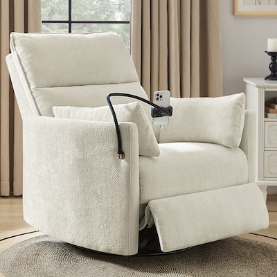 Barry Modern 38" Power Rocking Swivel Nursery Recliner with USB Ports by HULALA HOME