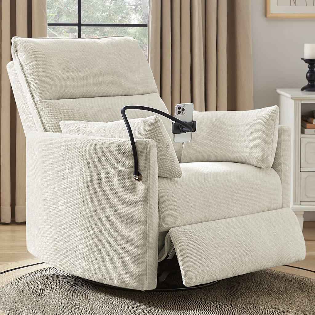 Barry Modern 38" Power Rocking Swivel Nursery Recliner with USB Ports by HULALA HOME