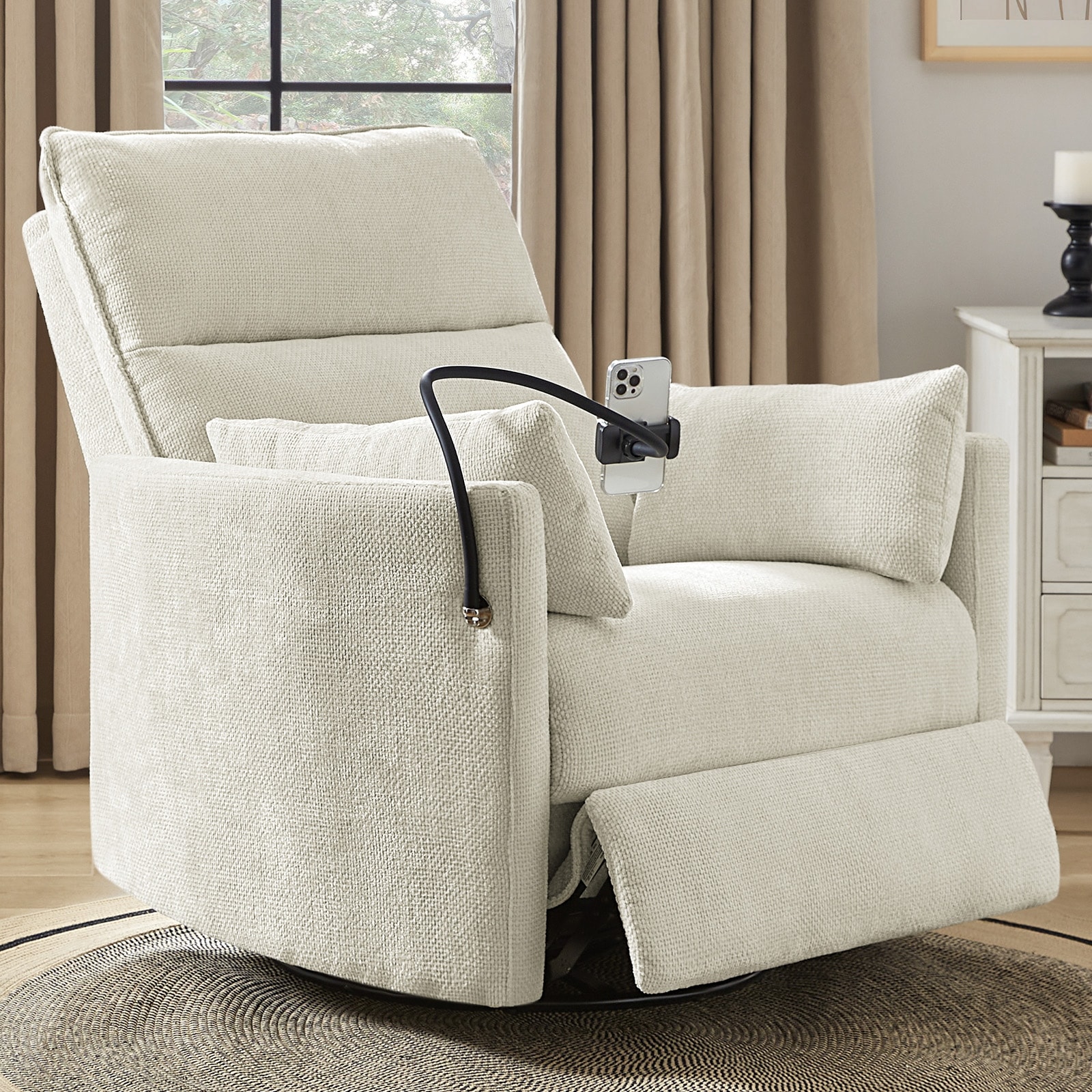HULALA HOME Barry Modern 38" Power Rocking Swivel Nursery Recliner with USB Ports