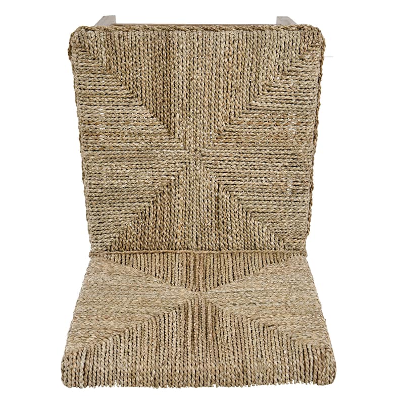 Bohemian 24" Height Weave Seagrass Rattan Counter Stools with High Back - 18.3"W x 23"L x 41.4"H