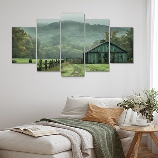Designart - Green Summer Barn Farming Heritage - Barn Canvas Wall Art ...