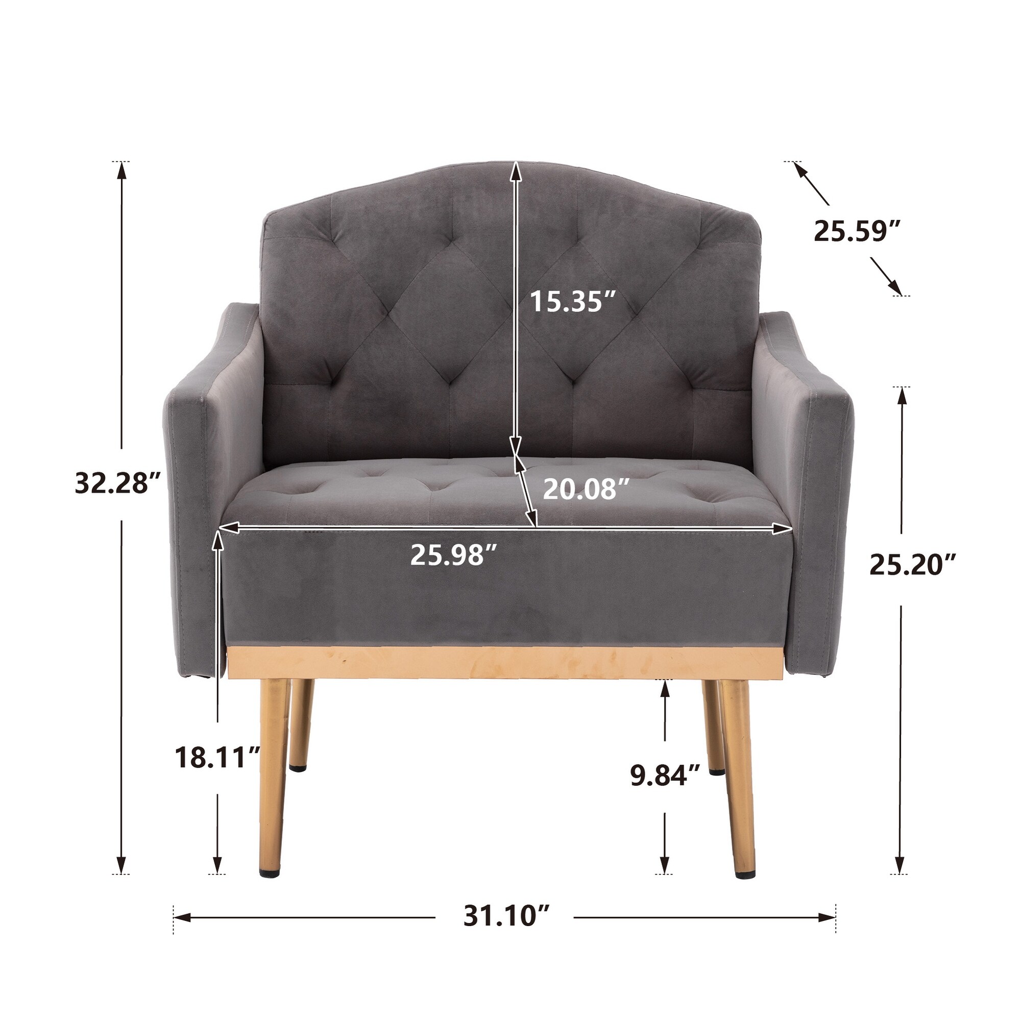 Modern Accent Chair Armchair Single Sofa Couch Velvet Fabric