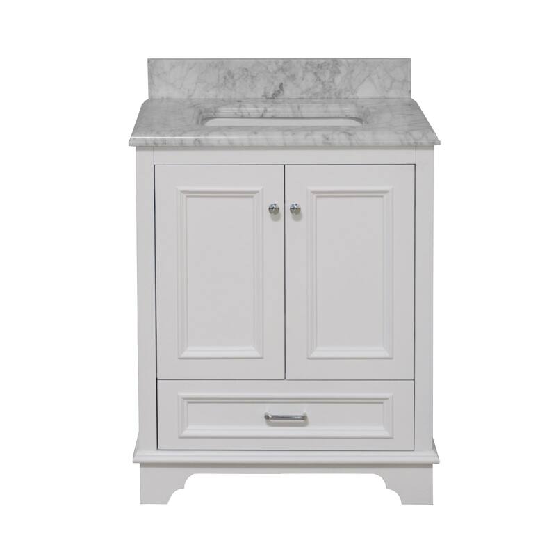 KitchenBathCollection Nantucket 30" Bathroom Vanity with Carrara Marble Top