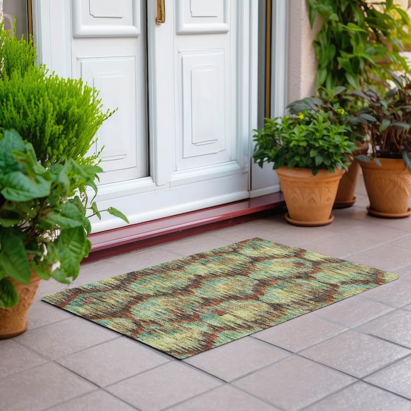 Machine Washable Indoor/ Outdoor Chantille Contemporary Abstract Rug - Fudge - 1'8" x 2'6"