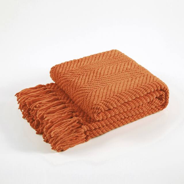 Knitted Tweed Couch Throw - 60" x 80" - Rust