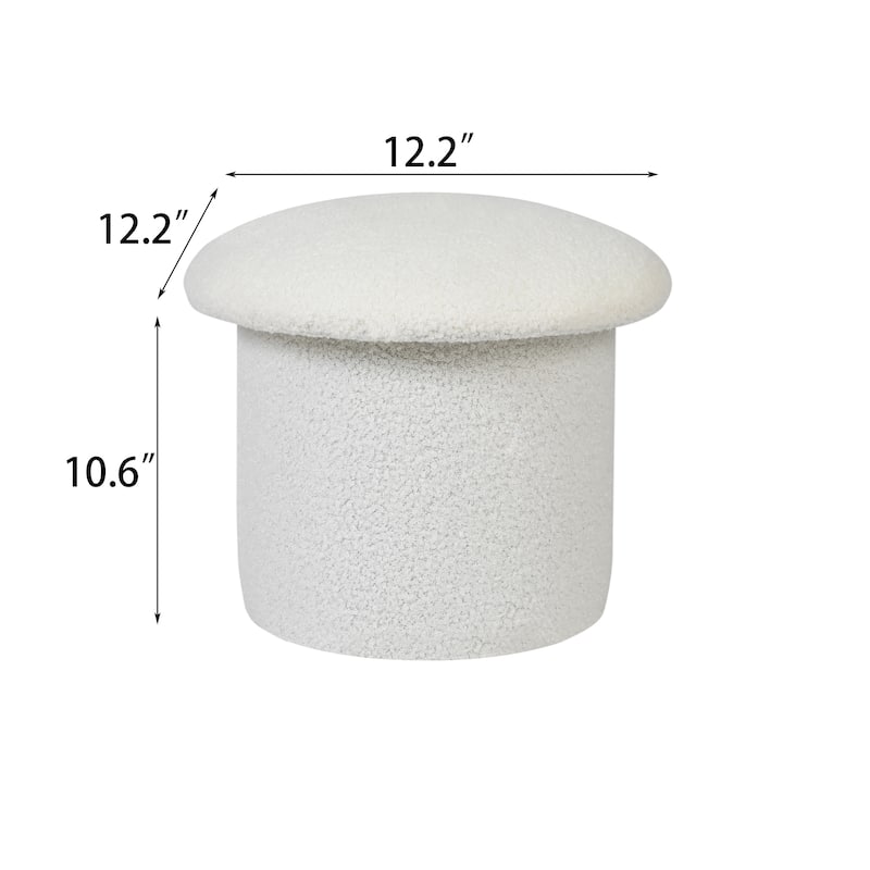 Adeco Mushroom Ottoman Teddy Velvet Foot Stool