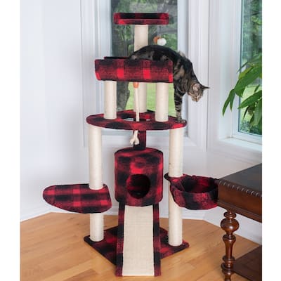 Classic Real Wood Cat Tree With Multiple Features