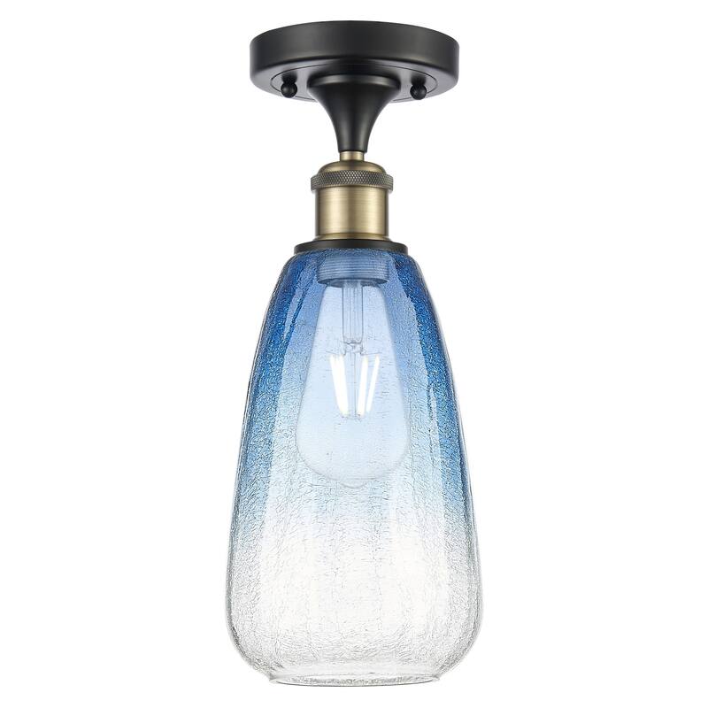 Innovations Lighting 516-1C-14-6 Brookhaven Almond Semi-Flush - Black Antique Brass / Sapphire Blue