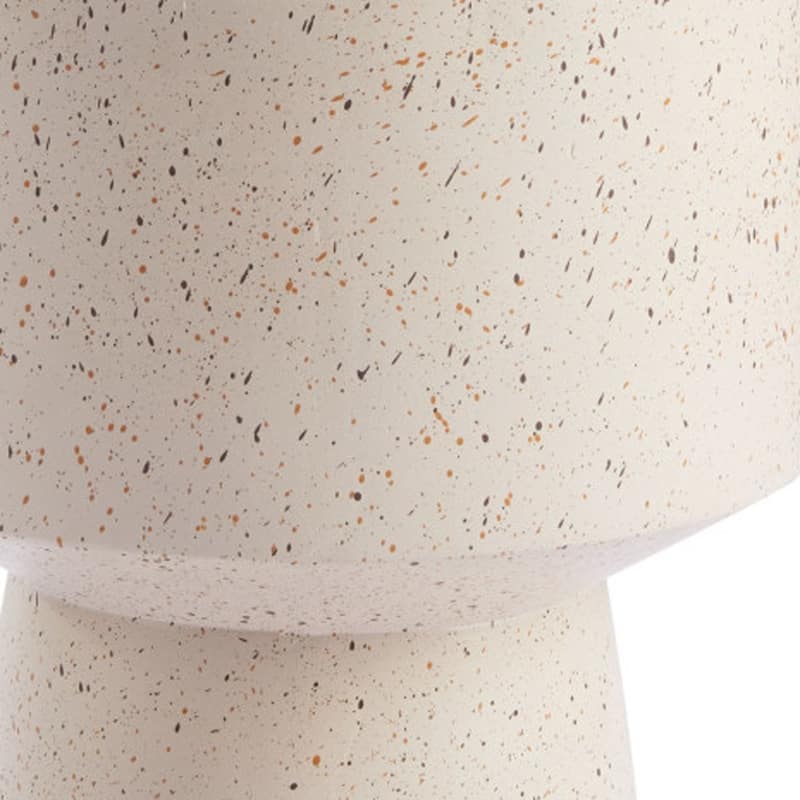 HomeRoots 18" Beige Faux Stone Round Pedestal End Table - 14' X '18.1' X '14