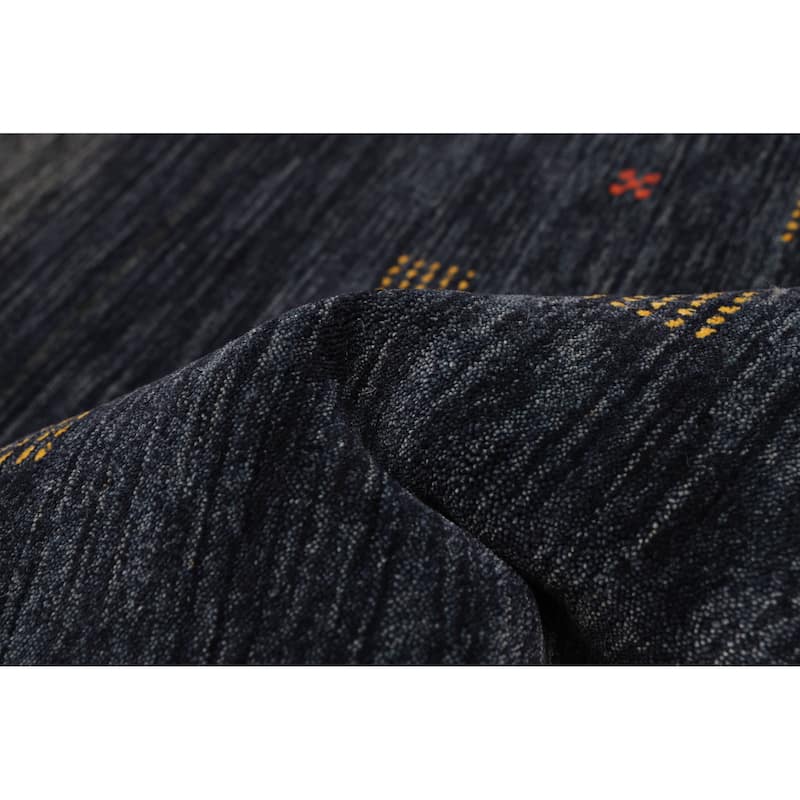 ECARPETGALLERY Hand Loomed Kashkuli Gabbeh Navy Wool Rug - 6'8 x 8'1