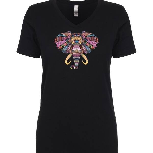Shop Ladies Mosaic Elephant Women S V Neck T Shirt Overstock