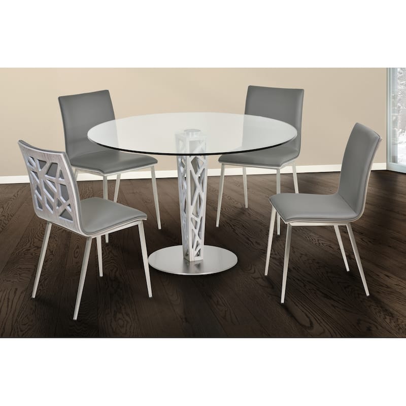 Crystal Upholstered Wood and Metal Armless Dining Chairs - Set of 2