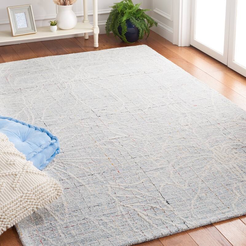 SAFAVIEH Handmade Metro Abha Modern Wool Rug - 3' x 5' - Blue/Ivory