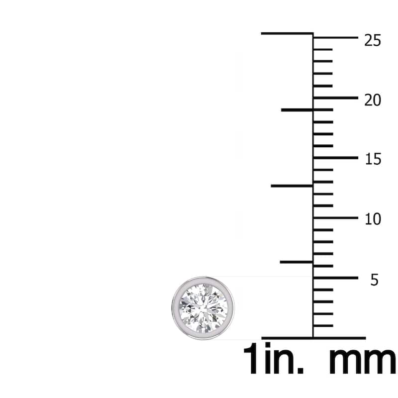 Marquee Lab Grown 1 Carat Round Bezel Set Solitaire Diamond Earrings in 14K White Gold