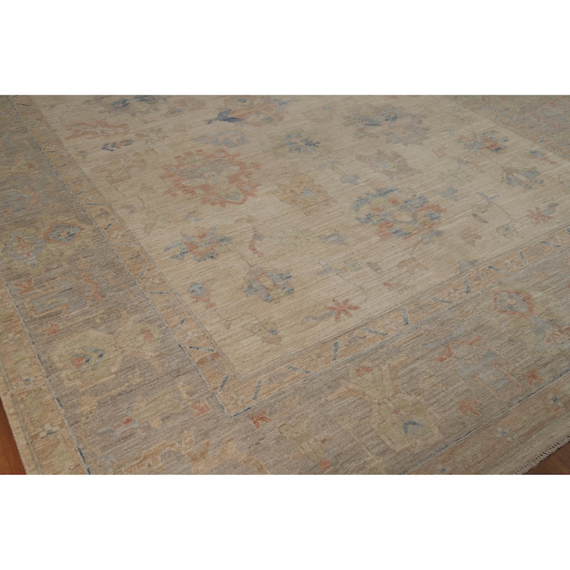 Vegetable Dye Oushak Turkish Rug Handmade Wool Carpet - 9'3"x 12'5"