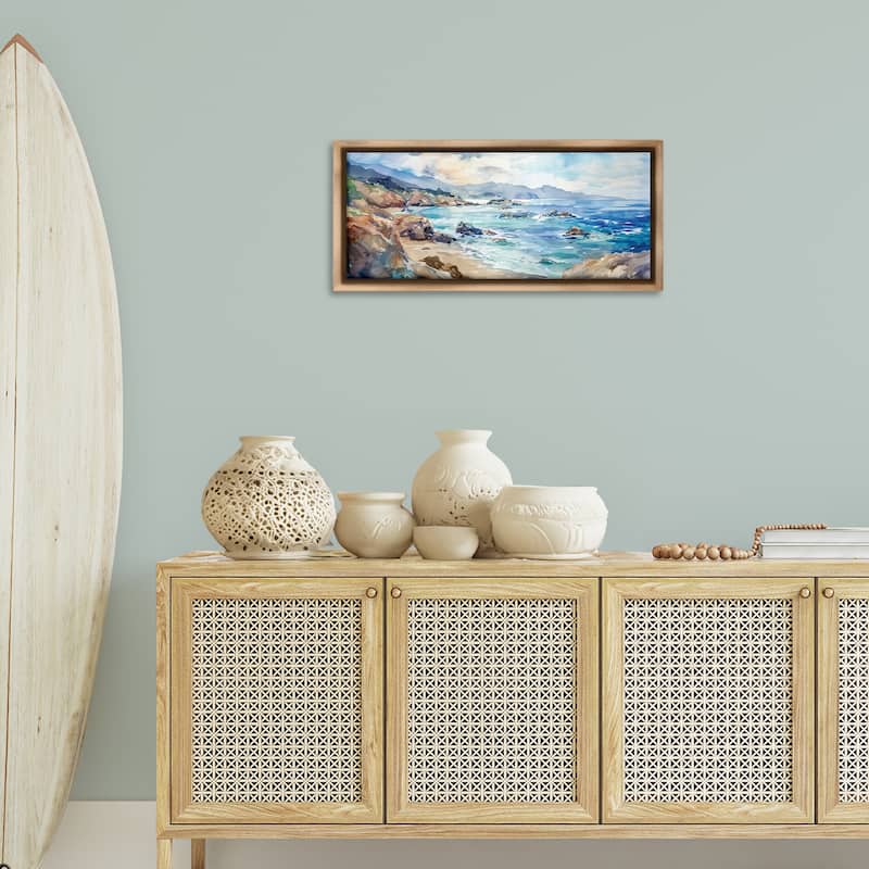 Stupell Blue Toned Beach Edge Framed Floater Canvas Wall Art Design By Heidi Kuntz