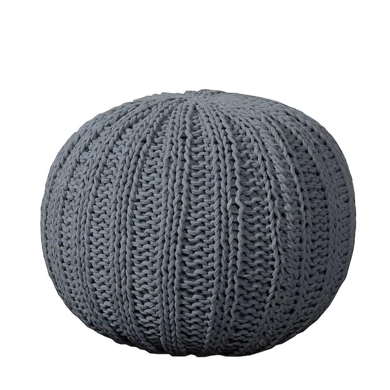 HomeRoots 20" Gray 100% Cotton Ottoman