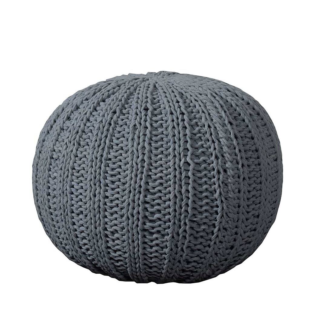 HomeRoots 20" Gray 100% Cotton Ottoman