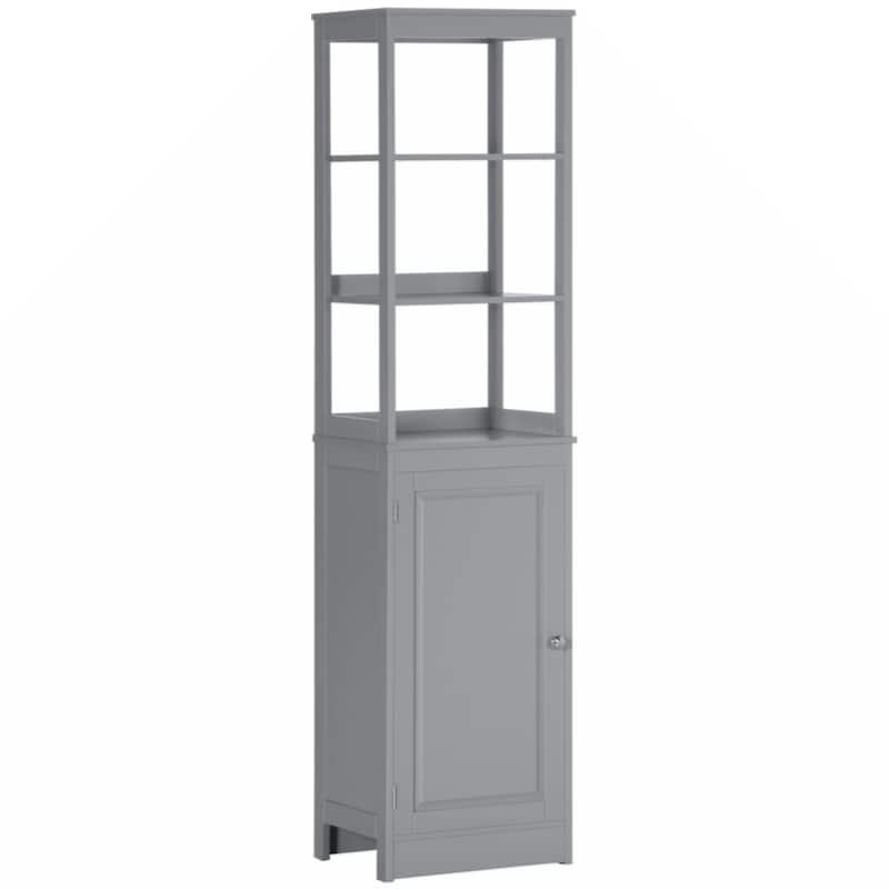 Tall Bathroom Storage Cabinet, Freestanding Linen Tower with 3-Tier ...