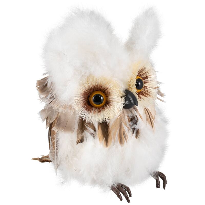 Woodland Feathery Owl Christmas Tabletop Figure - 7"