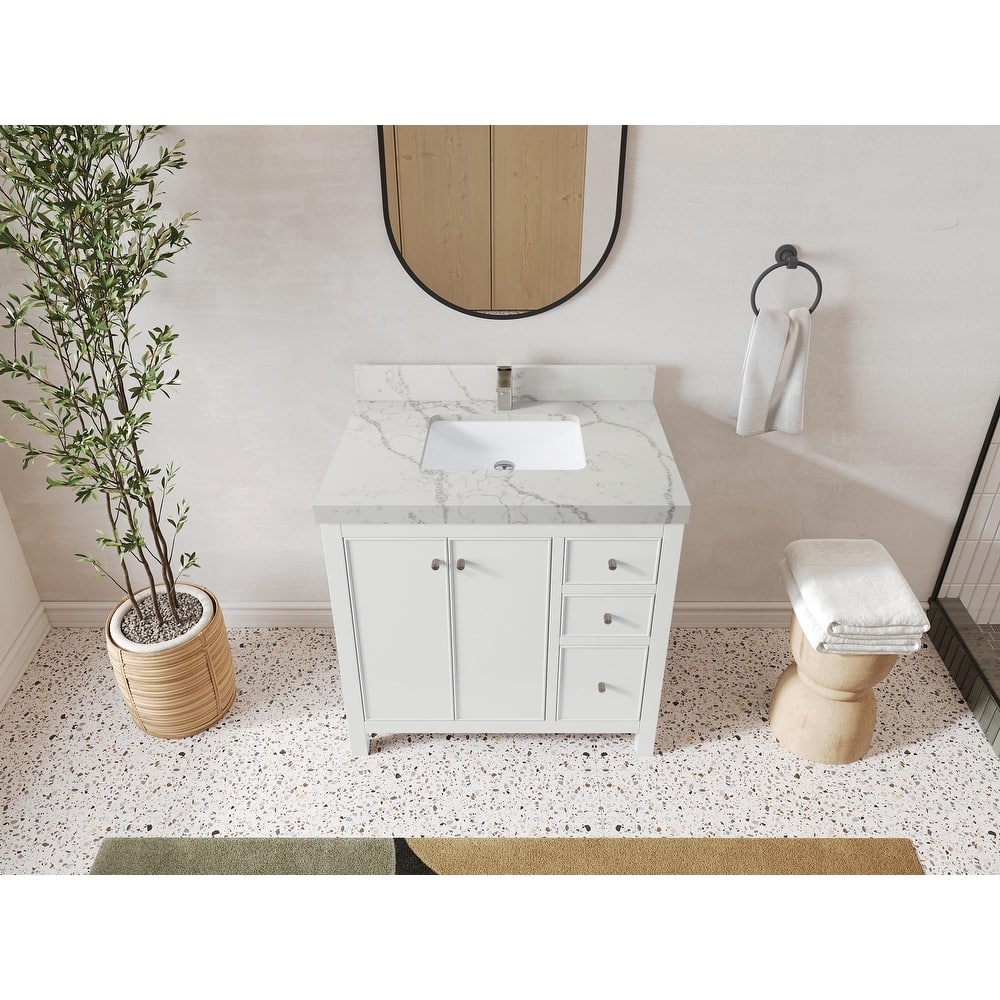Willow Collections 36 in. W x 22 in. D Chicago Center Sink Left Bathroom Vanity with Countertop