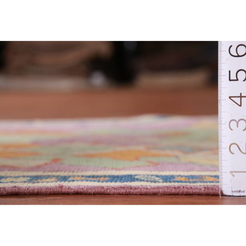 Hand Knotted Oriental 100% Wool Carpet Transitional All-Over Purples Oushak Runner Rug - 7' 10'' X 3' 0''