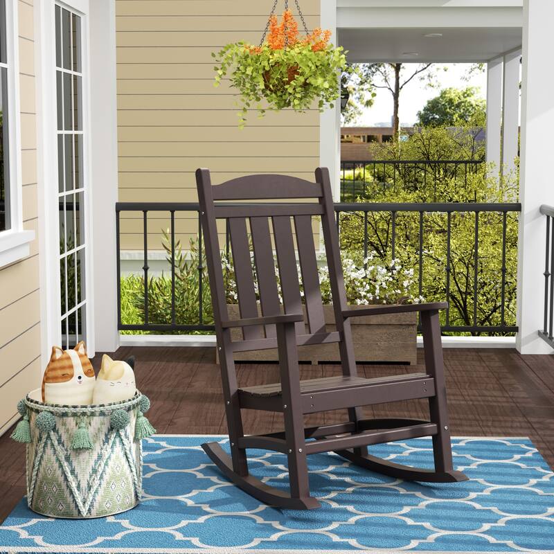 Laguna Hdpe All Weather Outdoor Patio Rocking Chair - Dark Brown