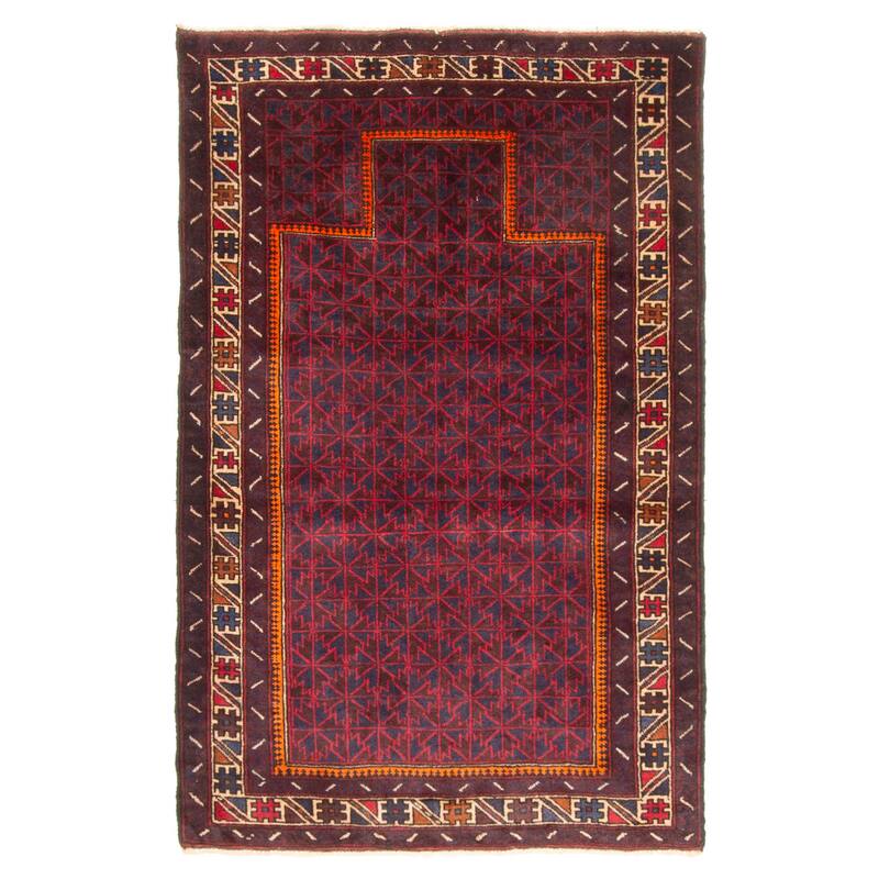 ECARPETGALLERY Hand-knotted Teimani Dark Navy Wool Rug - 3'0 x 4'8