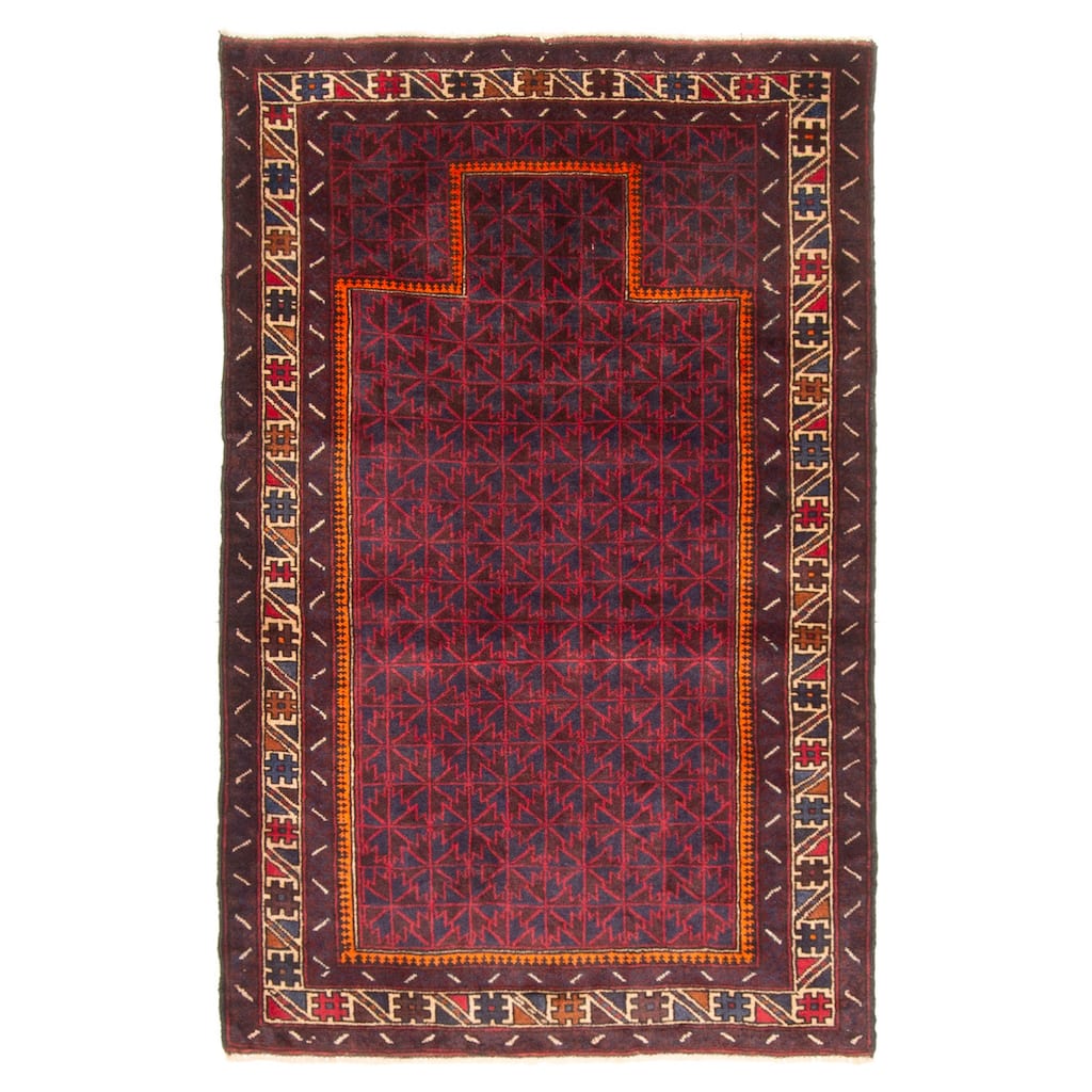 ECARPETGALLERY Hand-knotted Teimani Dark Navy Wool Rug - 3'0 x 4'8