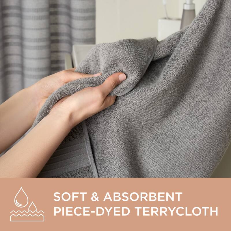 TOWN & COUNTRY EVERYDAY 6-Piece Assorted Solid Dobby Border Set, 2-Bath Towels, 2-Hand Towels, 2-Washcloths