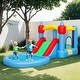 preview thumbnail 2 of 7, Qaba Inflatable Bounce House, 4 in 1 Bouncy Castle with Slide, Basketball Hoop, Ball Pit, 370W Blower, 163" x 81" x 75"