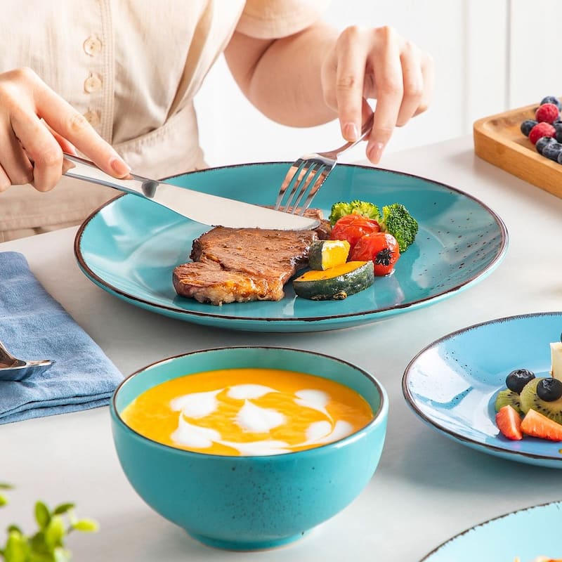vancasso NAVIA Sesame Glaze 12-Piece Stoneware Dinnerware Set