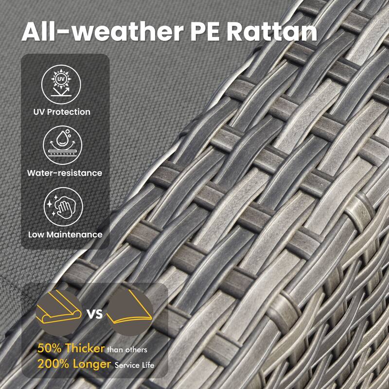 XIZZI 9-Piece Patio Wicker Furniture Swivel Chair Set with Fire Pit