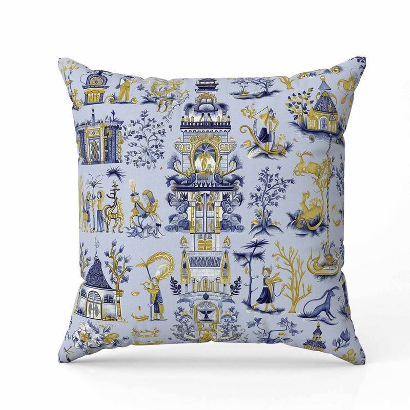 Imperial Elegance Faux Suede Reversible Throw Pillow Blue and Gold