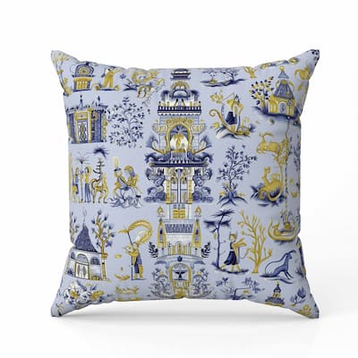 Imperial Elegance Faux Suede Reversible Throw Pillow Blue and Gold