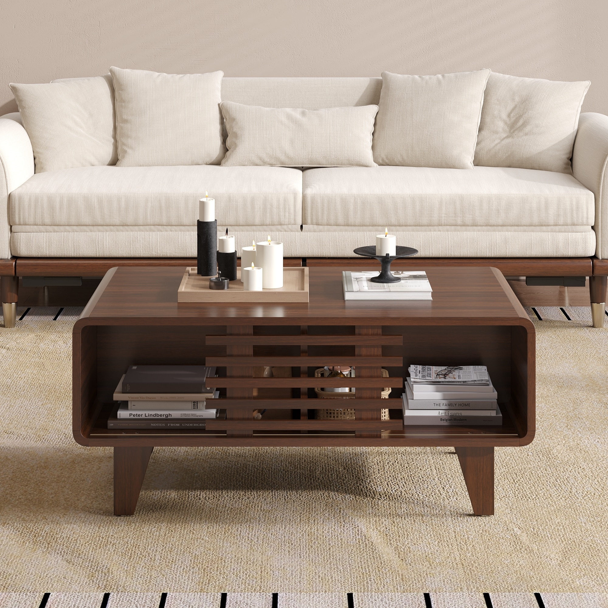 JASIWAY Mid-Century Modern Rectangle Coffee Table - Bed Bath