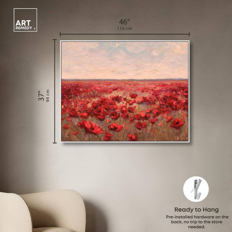 Sea of Red Poppies I Canvas by Art Remedy