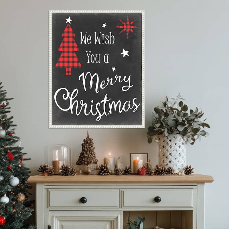 We Wish in Red by Sharon Chandler (23 x 28 in.), Framed Canvas Wall Art Print - Sylvie Beaded White