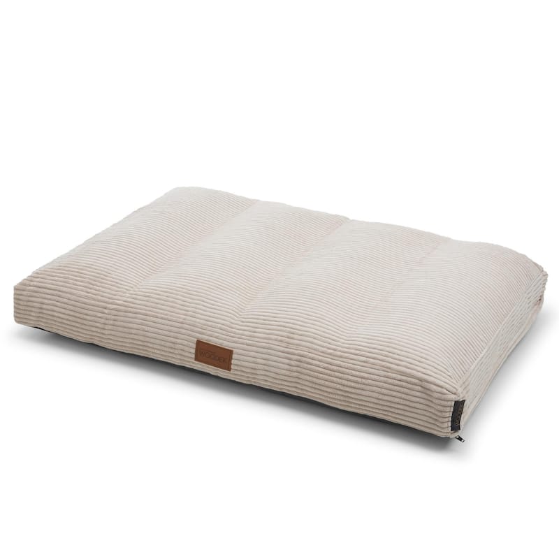 Orthopedic Dog Mat Pad "Teddy" - Dog Bed With Striped Removable & Washable Polyester Covers - Beige