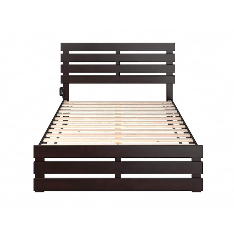 Rustic Ranch Full Bed with Footboard - Espresso Finish - Solid Wood Bed Frame