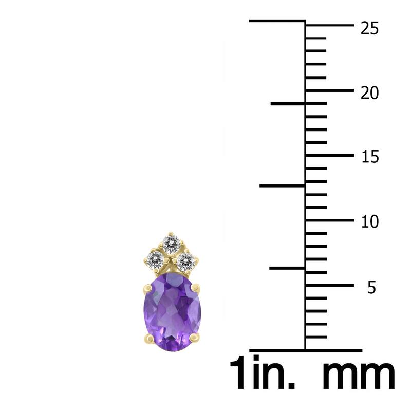 Marquee 14K Yellow Gold 6x4MM Oval Amethyst and Diamond Earrings